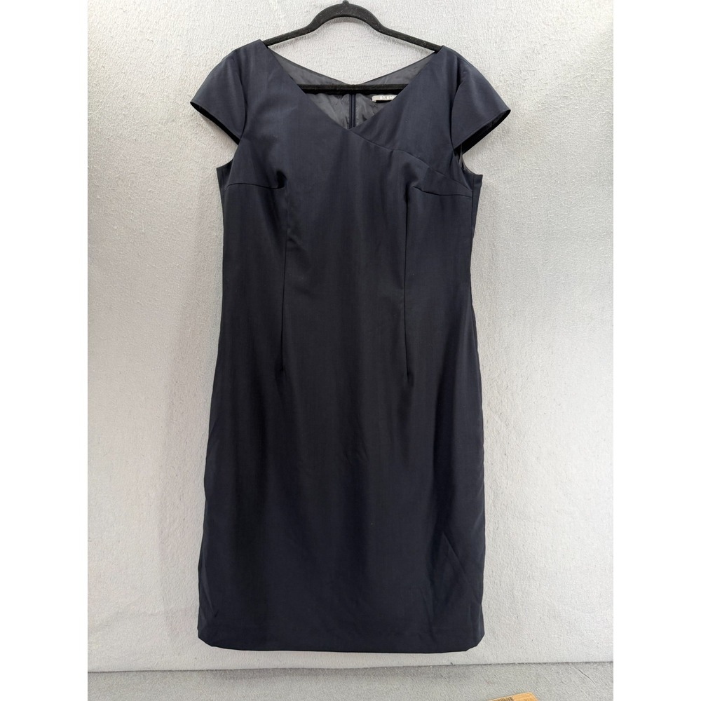 St. Emile Dress Women 10 US Blue Virgin Wool Fitted‎ Career Office Minimalist